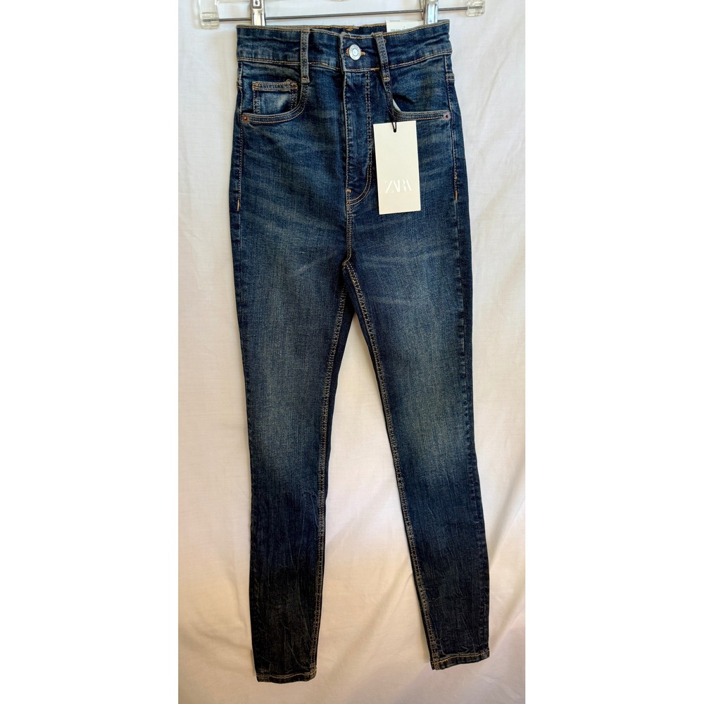 Zara Sculpt High Rise Ankle Length Skinny Jeans Dark Wash Size 0 22 3643/052